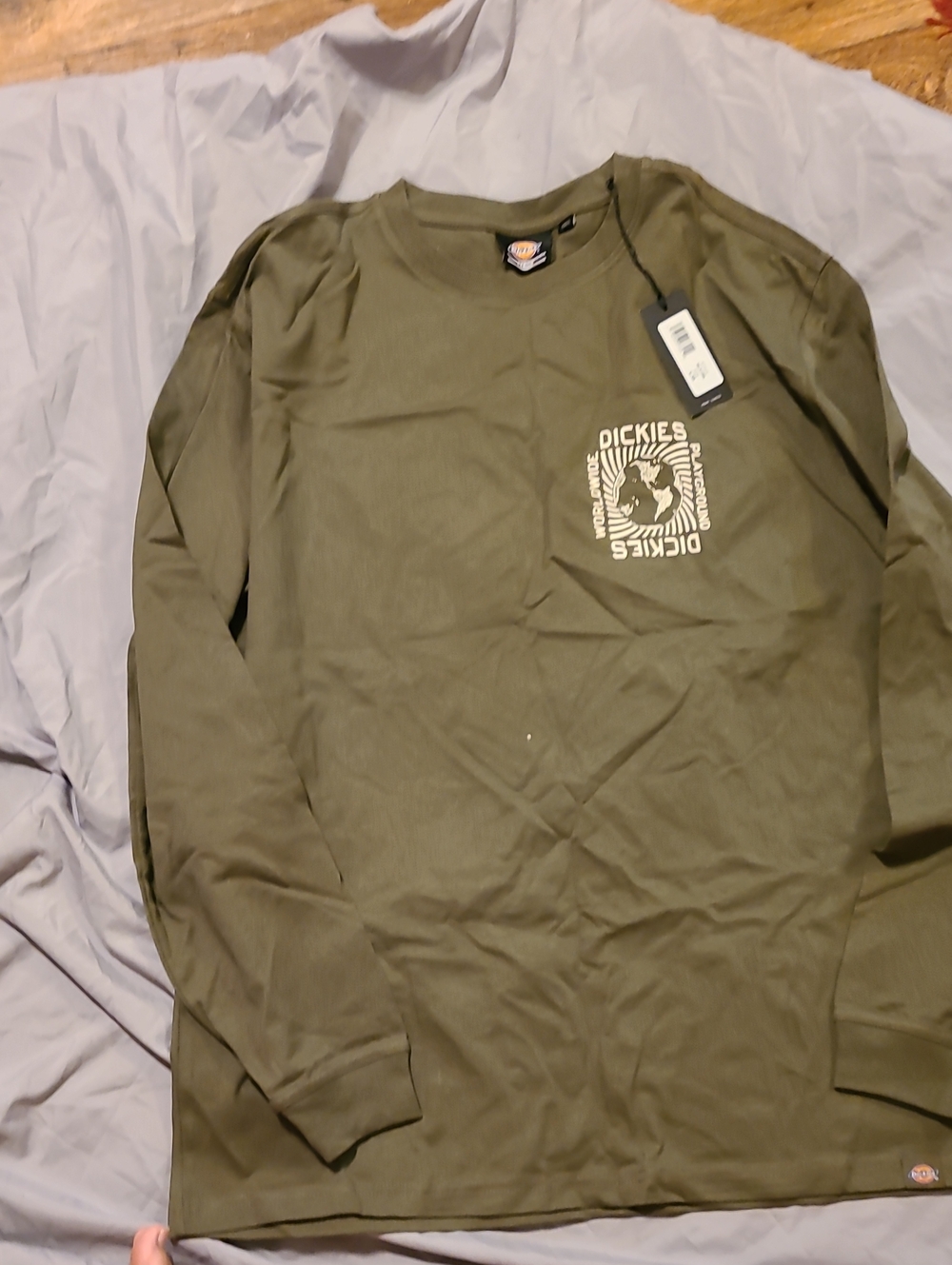 Dickies Olive Green Long Sleeve Logo Pocket Graphic Tee